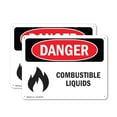 thumbnail image 1 of (2 Pack) Combustible Liquids OSHA Danger Sign 18 Inch X 12 Inch Indoor / Outdoor Rust-Free Aluminum Metal Signs for Workplace, Workshop, and Construction Site, Made in the USA, 1 of 8