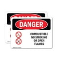 thumbnail image 1 of (2 Pack) Combustible No Smoking Or Open Flames OSHA Danger Sign, 1 of 7