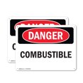 thumbnail image 1 of (2 Pack) Combustible OSHA Danger Sign 10 Inch X 7 Inch Indoor / Outdoor Rust-Free Aluminum Metal Signs for Workplace, Workshop, and Construction Site, Made in the USA, 1 of 8