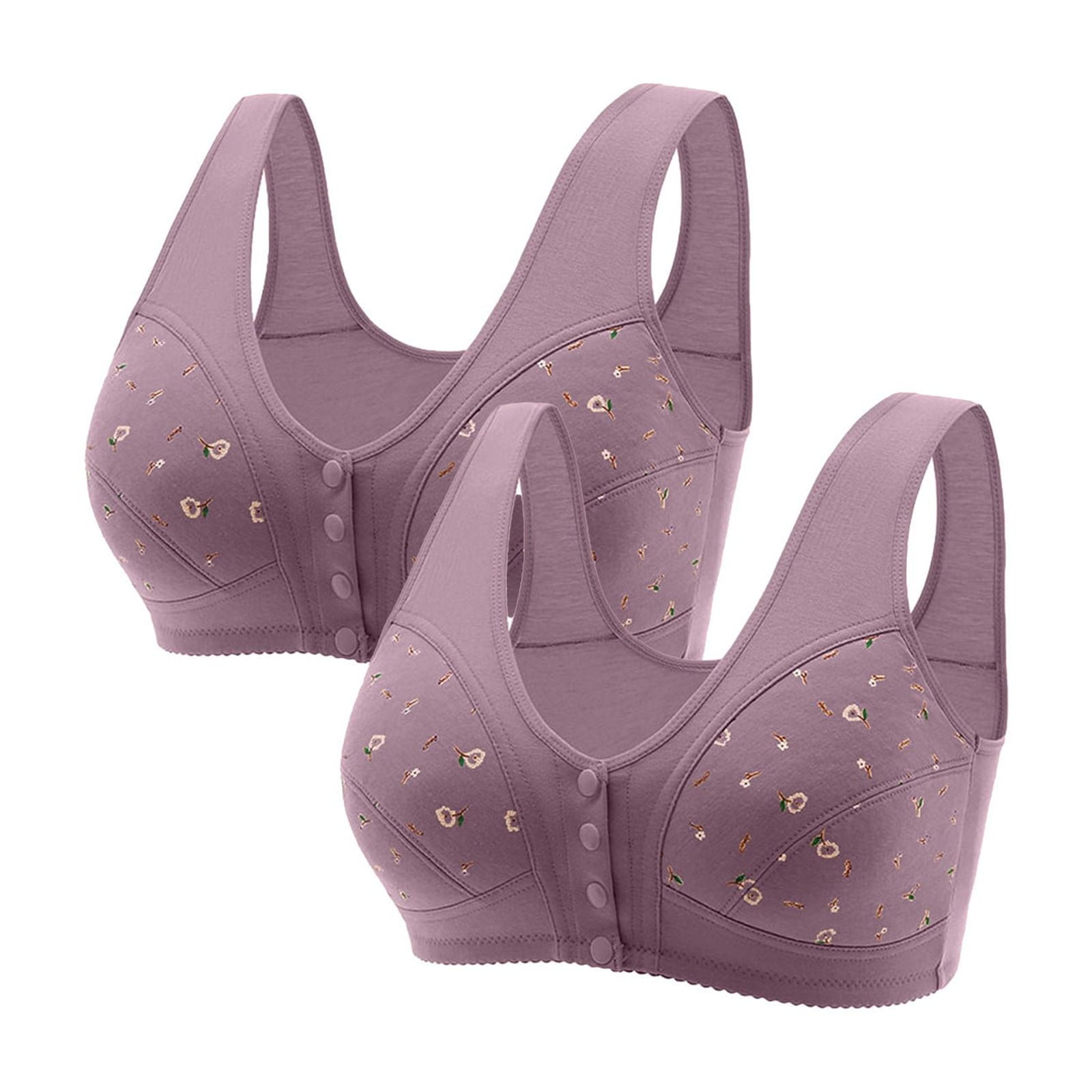 2 Pack Comfortable Bra For Seniors Front Closure Cotton Bras For 2 Pack Comfortable Bra For Seniors Front Closure Cotton Bras For