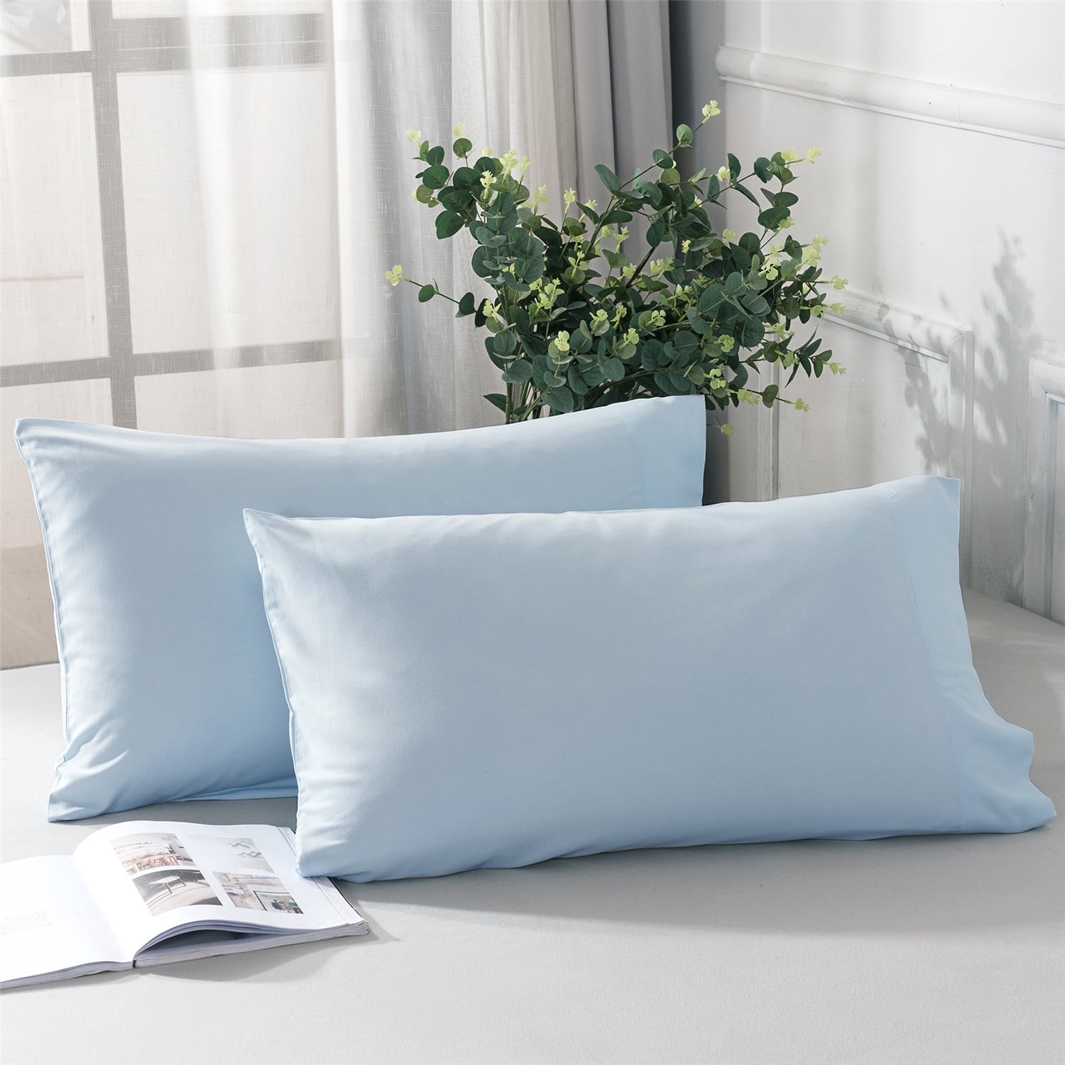 2 Pack Comfortable Pillow Cases with Queen King Size Soft Cooling Pillcw Covers Home Pillowcase Set