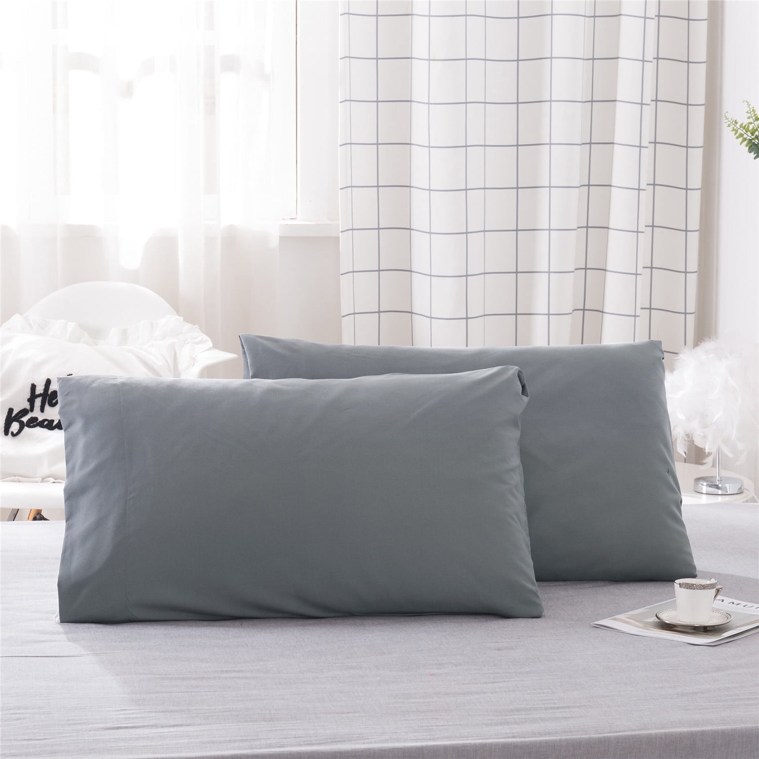 2 Pack Comfortable Pillow Cases with Queen King Size Soft Cooling Pillcw Covers Home Pillowcase Set