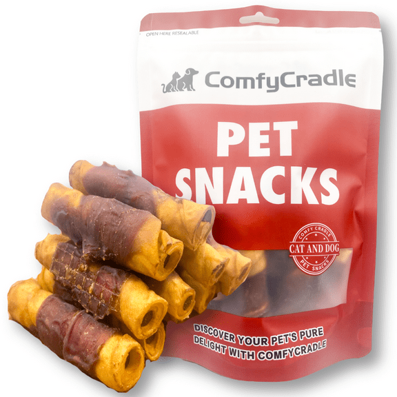 (2 Pack)ComfyCradle Beef-Filled Duck Rawhide Sticks, Dental Dog Treats, 5.29 oz