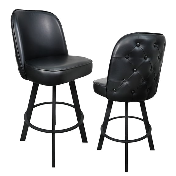 2-Pack Commercial-Grade Luxury Upholstered Swivel Tufted Bucket Bar Stools with Metal Frame Exceptionally Comfortable Seating for Restaurants, Cafs, Home Bars, and Kitchen Islands (Assembly Require)