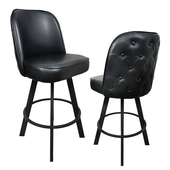 2-Pack Commercial-Grade Luxury Upholstered Swivel Tufted Bucket Bar Stools with Metal Frame Exceptionally Comfortable Seating for Restaurants, Cafs, Home Bars, and Kitchen Islands (Assembly Require)