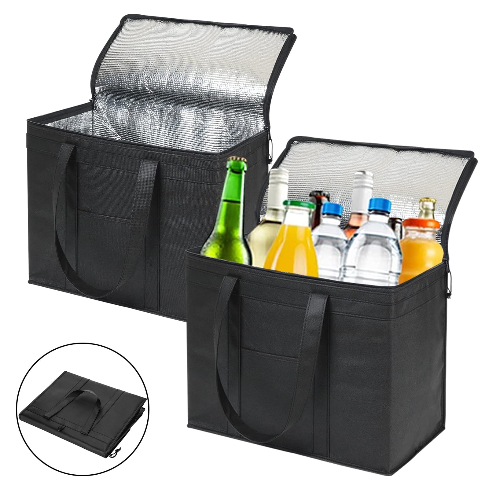 2 Pack Commercial Insulated Bag for Food Delivery, Foldable Hot & Cold ...