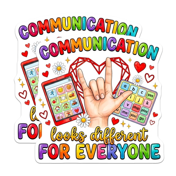 (2 Pack) Communication Diversity Magnets - Neurodiversity Awareness - ASL I Love You AAC Support - 5 Inches On Longest Side - Thick Durable Magnet - Made in USA - MAG30734