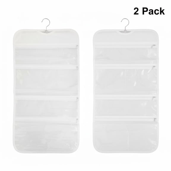 2 Pack of Compact Foldable Travel Toiletry Pouch - Transparent Hanging Storage for Liquids, Makeup & Accessories, Lightweight & Durable for On-the-Go Packing
