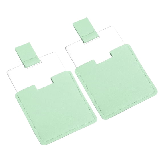 2 Pack Compact Mirror, Stainless Steel Pocket Mirror with PU Leather, Lake Blue