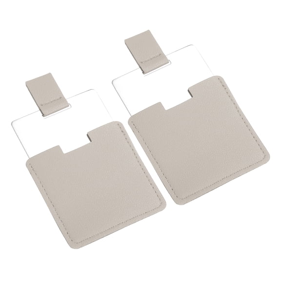 2 Pack Compact Mirror, Stainless Steel Pocket Mirror with PU Leather, Light Gray