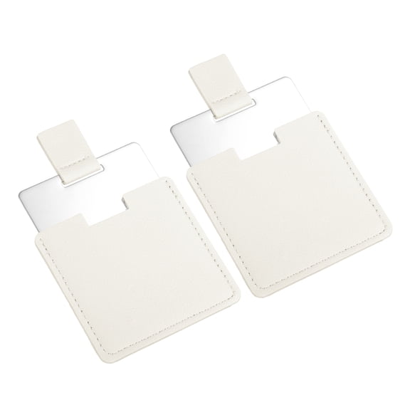 2 Pack Compact Mirror, Stainless Steel Pocket Mirror with PU Leather, White