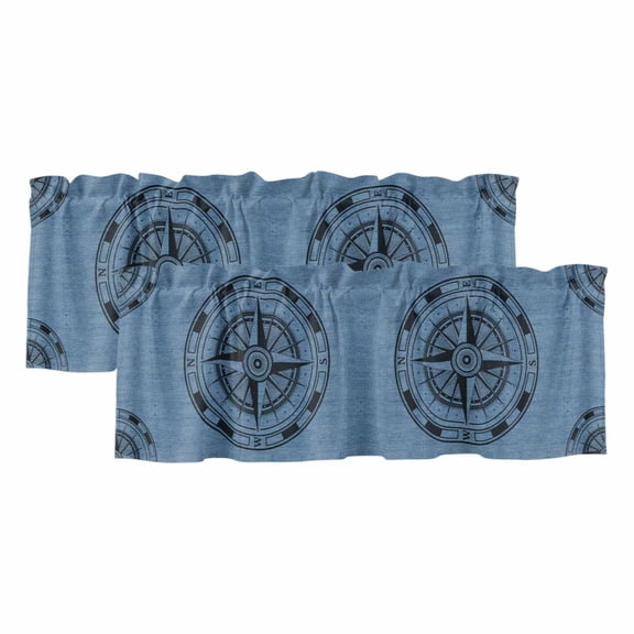 2 Pack Compass Circle Valance for Window Dot Abstract Geometric Kitchen Valance Rod Pocket Short Curtain Topper Decorative Window Treatment for Living Room Bedroom 42"x12"