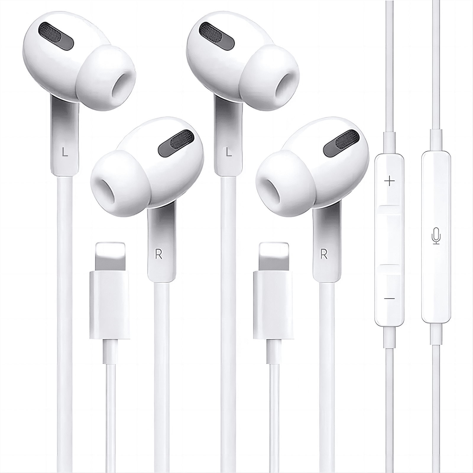 Paquete de 2 auriculares Apple con cable 【Certificado Apple MFi】  Auriculares para iPhone con conector Lightning (micrófono integrado,  control de
