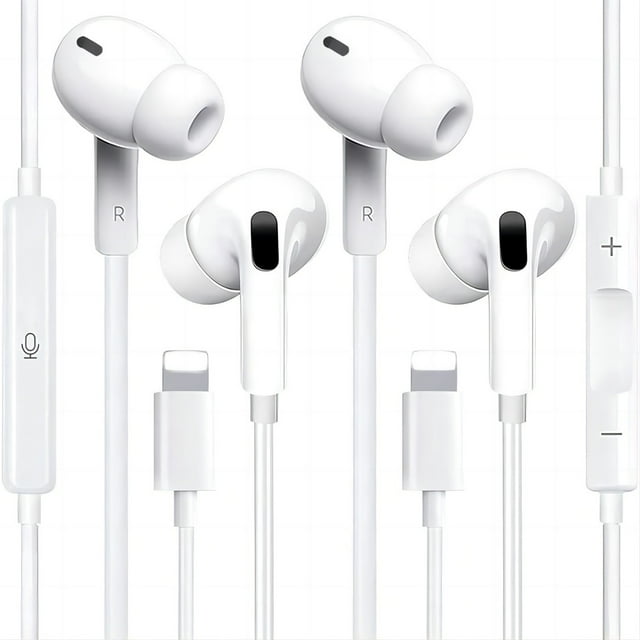 2 Pack Apple Earpods, Wired with Lightning Connector, Mfi Certified