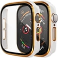 thumbnail image 1 of [2 Pack] Compatible with Apple Watch 38mm Case, Full Coverage Bumper Protective Case with Tempered Glass Screen Protector for Men Women iWatch Series 3/2/1, Gold, White, 1 of 1