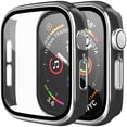 thumbnail image 1 of [2 Pack] Compatible with Apple Watch 44mm Case, Full Coverage Bumper Protective Case with Tempered Glass Screen Protector for Men Women iWatch Series 6/5/4/SE, Silver, Black, 1 of 1