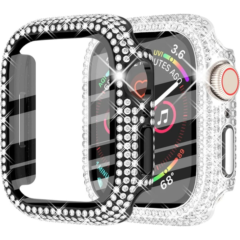 2 Pack Compatible with Apple Watch Bling Case 38mm Series 3 2 1 Screen Protector with Tempered Glass 200 Diamonds Crystal Sparkling Protective Face Cover Bumper Frame for iWatch Women Walmart