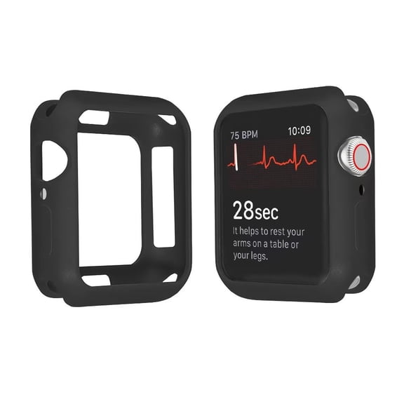 [2-Pack] Compatible with Apple Watch Case 38mm, Soft Silicone Shockproof and Shatter-Resistant Protective Bumper Cover Case iwatch Series 3/2/1 [Black]