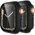 thumbnail image 1 of (2 Pack) Compatible with Apple Watch Case 41mm, Built-in Tempered Glass Screen Protector, Ultra-Thin Bumper Case Compatible for iWatch Series 7, Black, 1 of 5