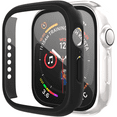 thumbnail image 1 of 2 Pack Compatible for Apple Watch Case 41mm [Tempered Glass Screen Protector] Series 7, Hard PC Bumper Case Protective Cover Frame Compatible for iWatch 41mm, Black, Clear, 1 of 6