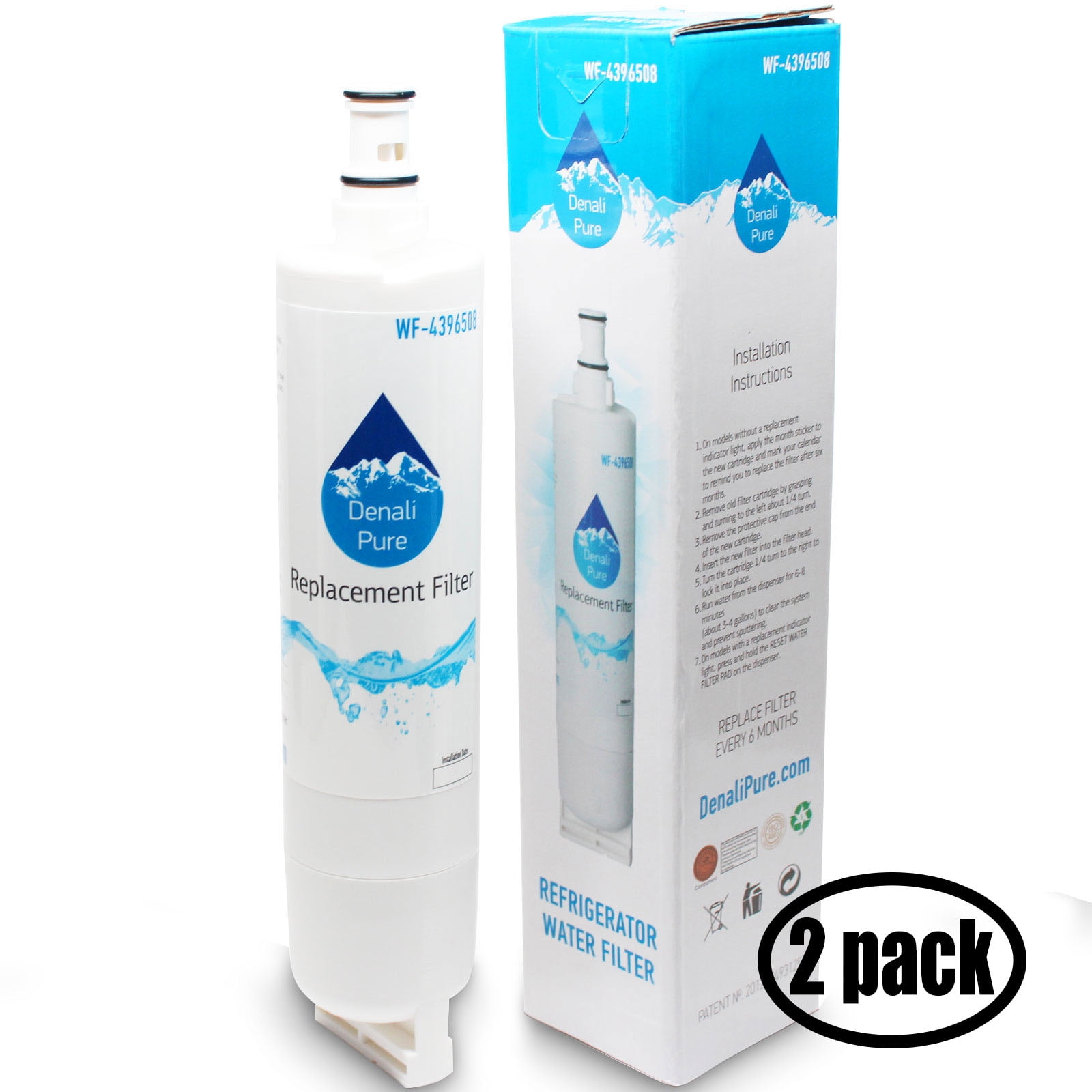2-Pack Compatible with Sears / Kenmore 10653082300 Refrigerator Water Filter - Compatible with Sears / Kenmore 46-9010, 46-9902, 46-9908 Fridge Water Filter Cartridge