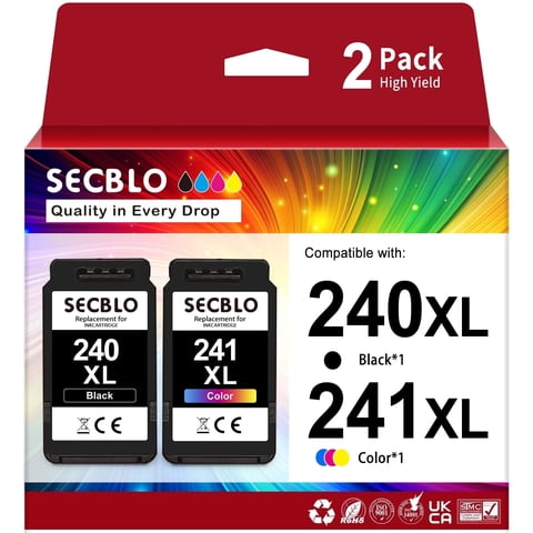 240XL 241XL Ink Cartridge Compatible for Canon Ink 240 and 241 for Pixma Printer (2 Pack)