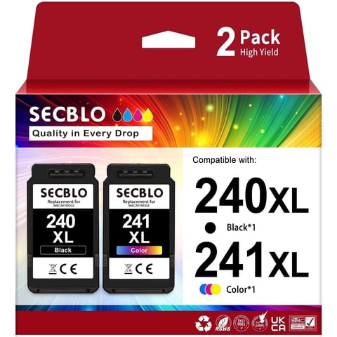 240XL 241XL Ink Cartridge Compatible for Canon Ink 240 and 241 for Pixma Printer (2 Pack)