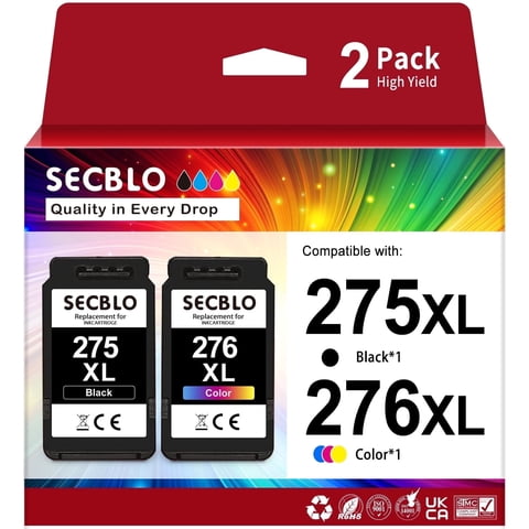 275XL 276XL Ink Cartridge Compatible for Canon Ink 275 and 276 for PIXMA TS3722 TR4722 TR4700 Printer, 2 Pack