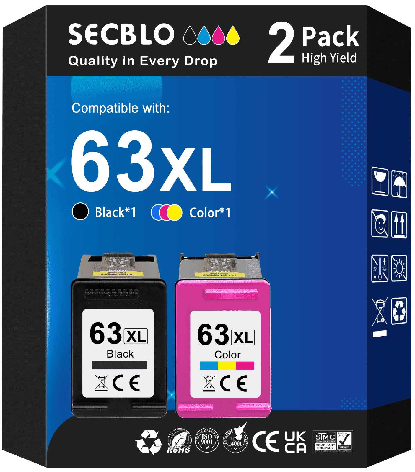 63 Ink Cartridges Compatible for HP Ink 63 for Printer Ink HP 63 63XL ...