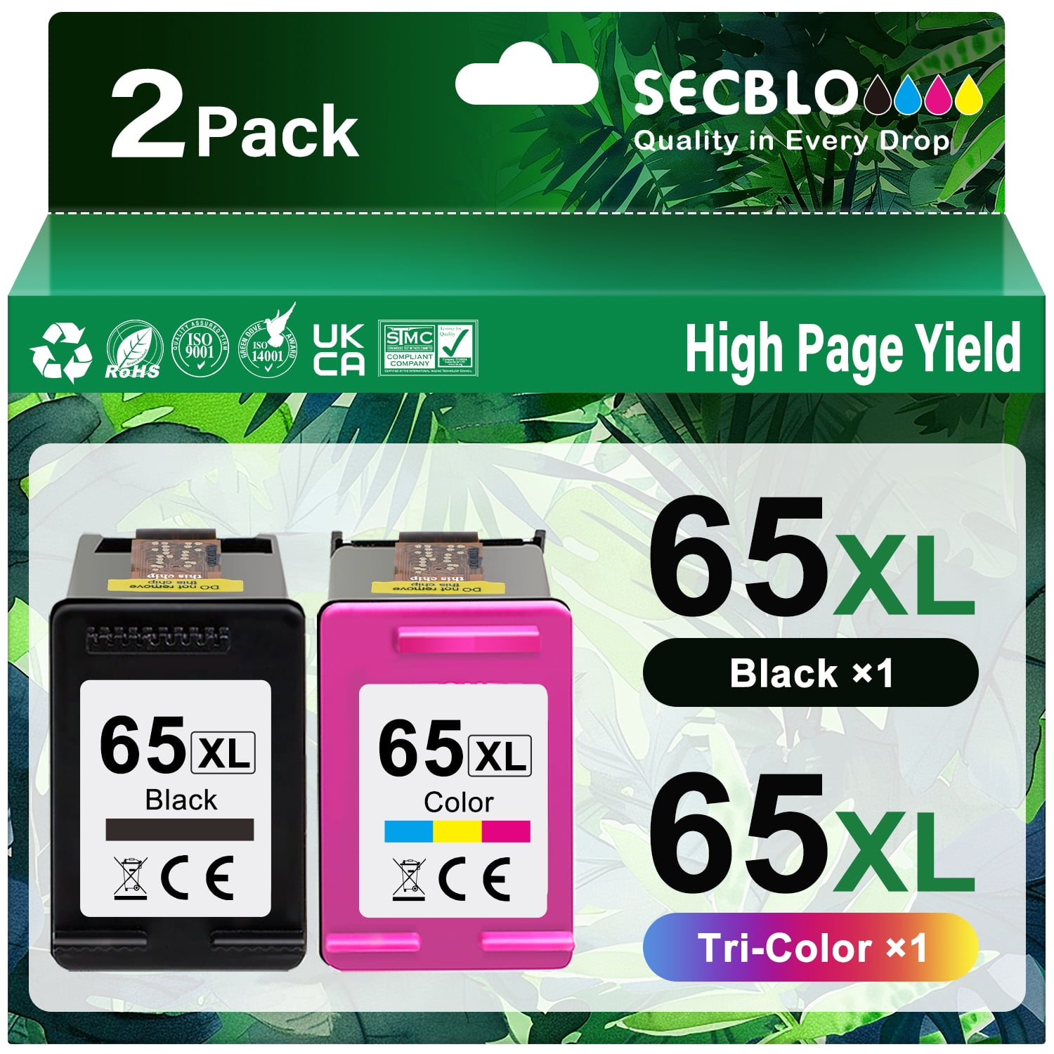 65 Ink for Compatible for HP 65XL Ink Cartridge for Printer (2 Pack)