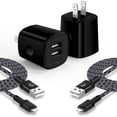thumbnail image 1 of 2 Pack Compatible with iPhone Charger with USB A to Lightn-ing Cable 10FT, Dual Port Charger Block Phone Charger with Fast Charging Cord, USB Wall Charger Compatible for iPhone14/13/12/11, Black, 1 of 9