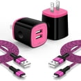 thumbnail image 1 of 2 Pack Compatible with iPhone Charger with USB A to Lightn-ing Cable 10FT, Dual Port Charger Block Phone Charger with Fast Charging Cord, USB Wall Charger Compatible for iPhone14/13/12/11, Pink, 1 of 9