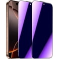 thumbnail image 1 of 2 Pack Compatible with iPhone Privacy Screen Protector, Anti-Spy Anti-Blue Light Eye Protection Tempered Glass Film, Scratch Resistant, Full Coverage, Case Friendly (for iPhone 16 Pro Max), 1 of 3