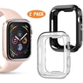 thumbnail image 1 of 2 Pack Compatible iWatch Apple Watch Edge Case 44mm 40mm 42mm 38mm 41mm 45mm Series SE/6/5/4/7/3/2/1 [No Screen Protector], Soft TPU Shockproof Edge Case Cover Bumper Protector, 1 of 8