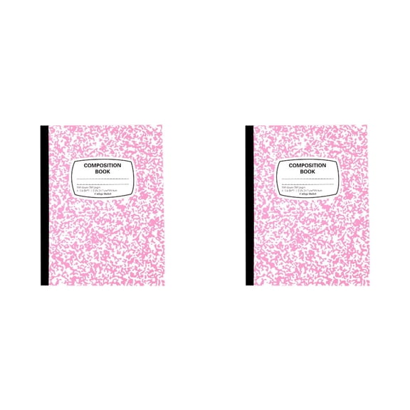 2 Pack Composition Notebook, Marble Composition Book, Wide Ruled Composition Notebooks for Journaling and Note Taking, 200 Pages, Office Supplies, Classroom Must Haves, 9.7" x 7.5", Pink
