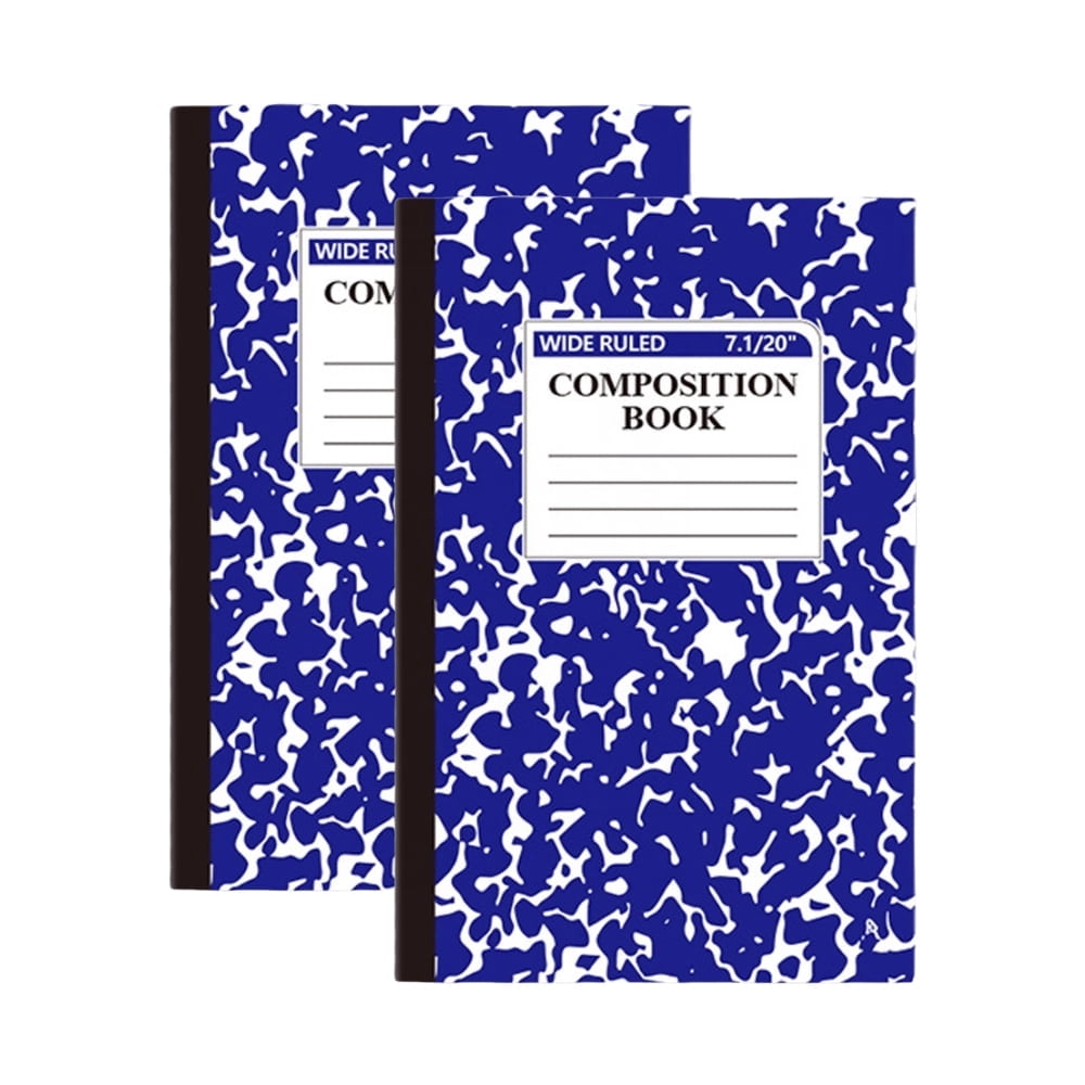 2 Pack Composition Notebook, Wide Ruled Composition Book, Marble Composition Notebooks, 30 Sheets (60 Pages),