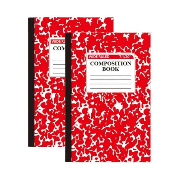 2 Pack Composition Notebook, Wide Ruled Composition Book, Marble Composition Notebooks, 30 Sheets (60 Pages), 8.3" x 5.5", Classroom Must Haves, Red