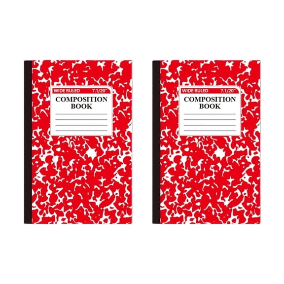 2 Pack Composition Notebook, Wide Ruled Composition Book, Marble Composition Notebooks for Note Taking, 30 Sheets/60 Pages, 5.5" x 8.3", Hard Cover, Sewn Binding, Red