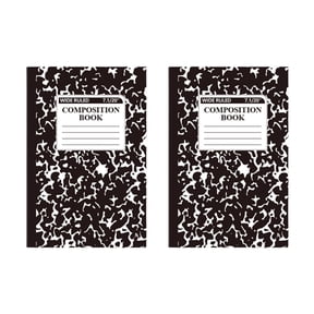 2 Pack Composition Notebook, Wide Ruled Composiion Book, Marble Composition Notebooks for Note Taking, 30 Sheets/60 Pages, 5.5" x 8.3", Hard Cover, Sewn Binding, Black