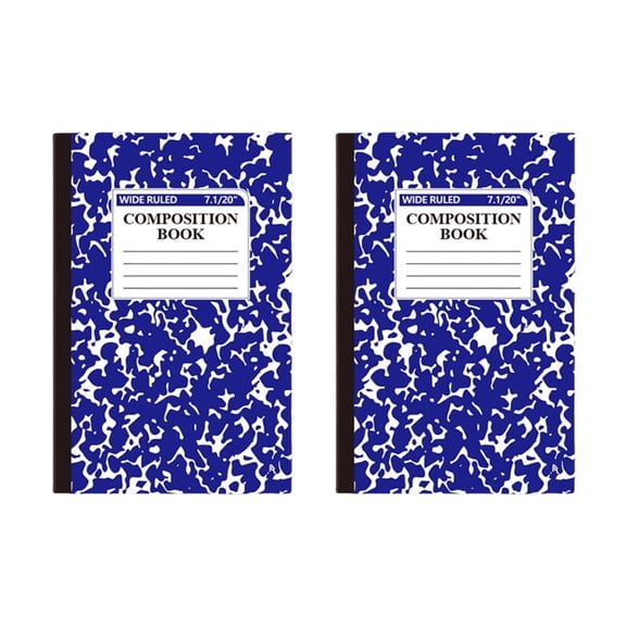 2 Pack Composition Notebook, Wide Ruled Composition Book, Marble Composition Notebooks for Note Taking, 30 Sheets/60 Pages, 5.5" x 8.3", Hard Cover, Sewn Binding, Dark Blue