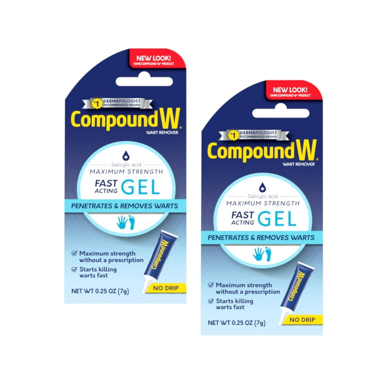 2 Pack Compound W Wart Remover Maximum Strength Salicylic Acid Fast Acting Gel 0.25 oz