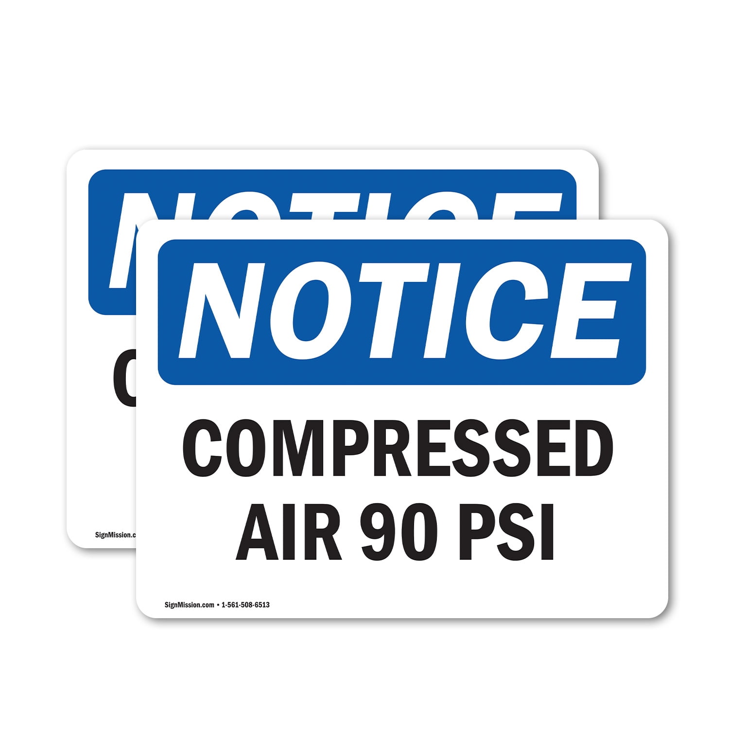 (2 Pack) Compressed Air 90 PSI OSHA Notice Sign 14 Inch X 10 Inch Vinyl ...