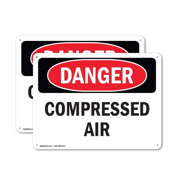 (2 Pack) Compressed Air OSHA Danger Sign 24 Inch X 18 Inch Indoor / Outdoor Rust-Free Aluminum Metal Signs for Workplace, Workshop, and Construction Site, Made in the USA