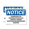 thumbnail image 1 of (2 Pack) Compressed Air Respirable Silica Dust Goggles OSHA Notice Sign 14 Inch X 10 Inch Plastic Sign, Weather Resistant, UV Protected for Workplace, Business, and Construction Site,, 1 of 8