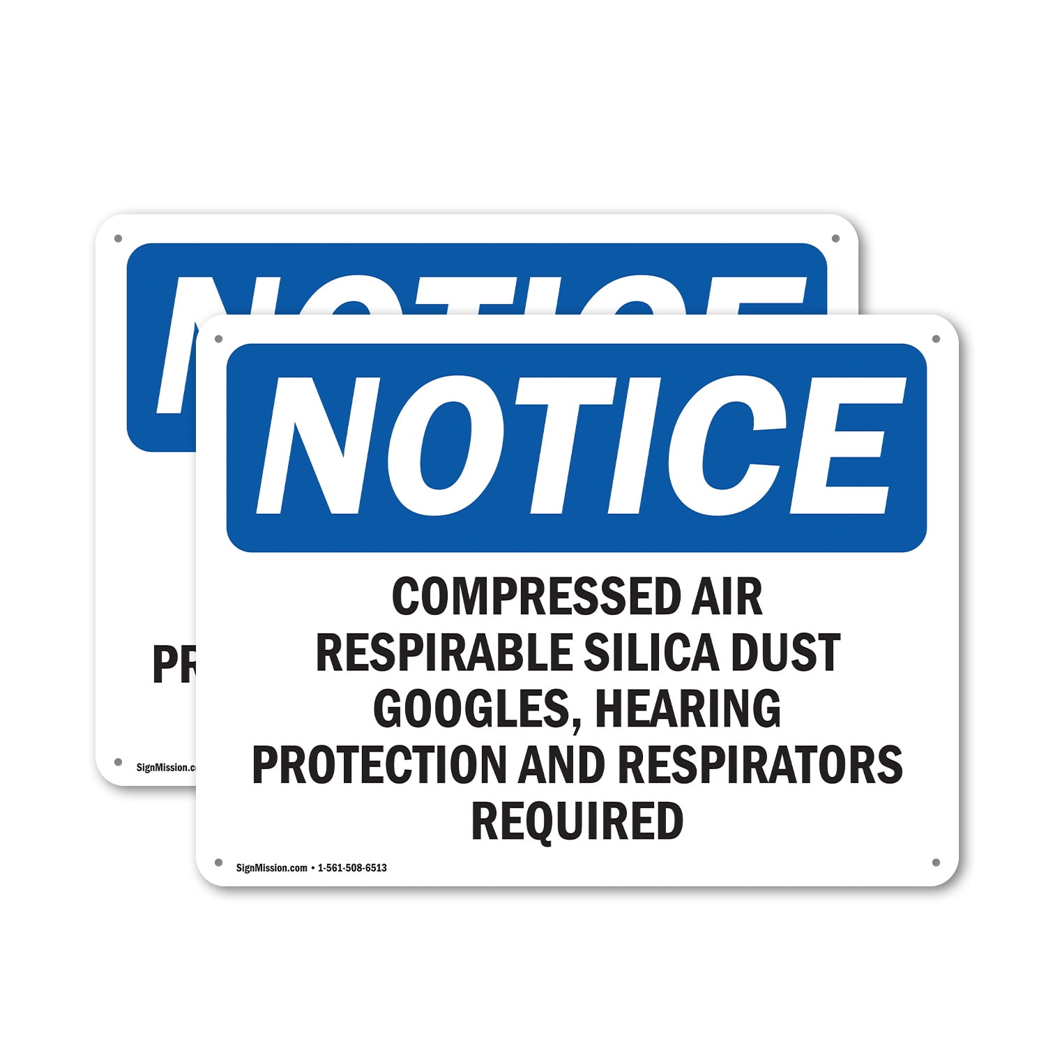(2 Pack) Compressed Air Respirable Silica Dust Goggles OSHA Notice Sign