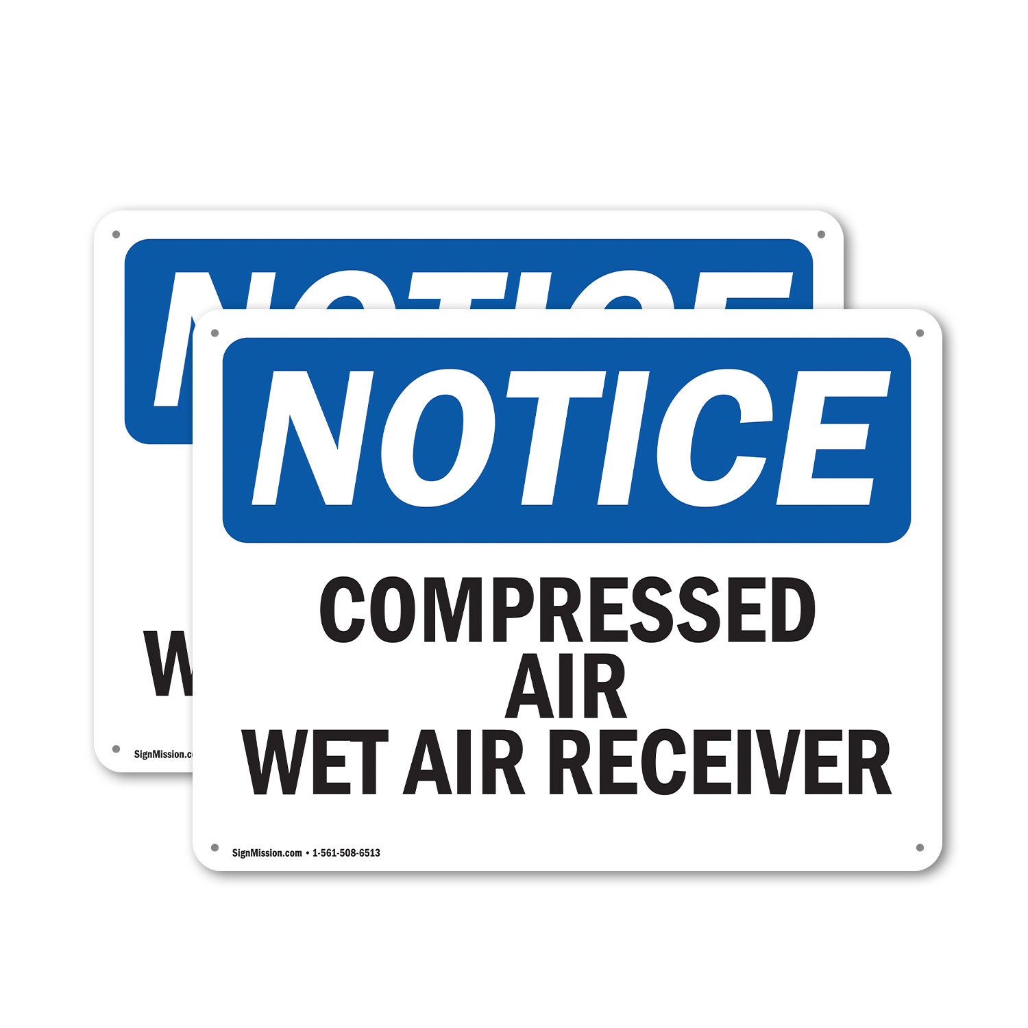 (2 Pack) Compressed Air Wet Air Receiver OSHA Notice Sign 14 Inch X 10