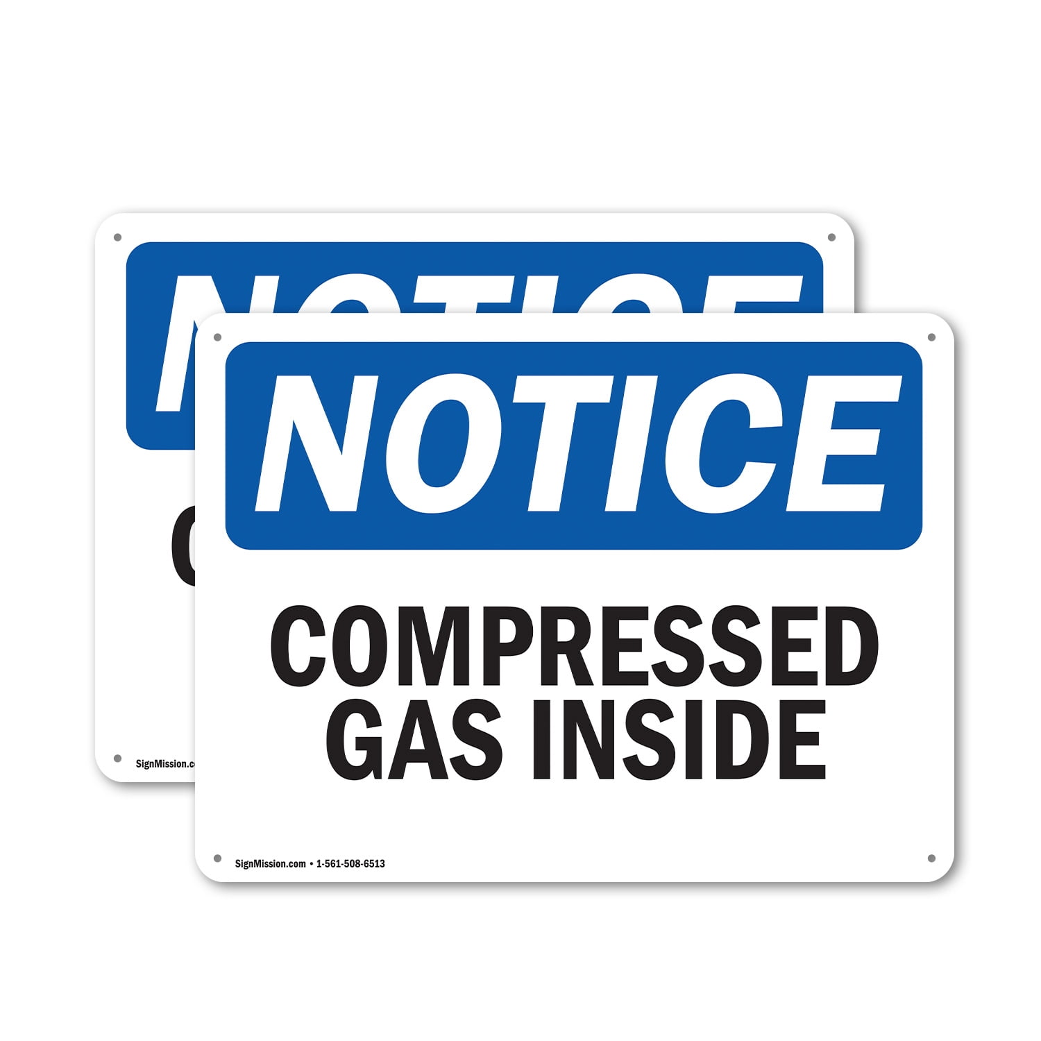 (2 Pack) Compressed Gas Inside OSHA Notice Sign 18 Inch X 12 Inch ...