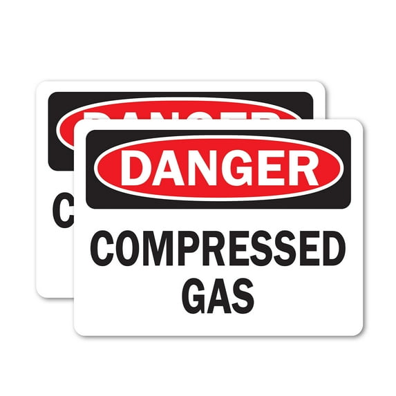 (2 Pack) Compressed Gas OSHA Danger Sign 14 Inch X 10 Inch Vinyl Label Decal Sticker Weather Resistant, UV Protected for Workplace, Business, and Construction Site, Made in the USA