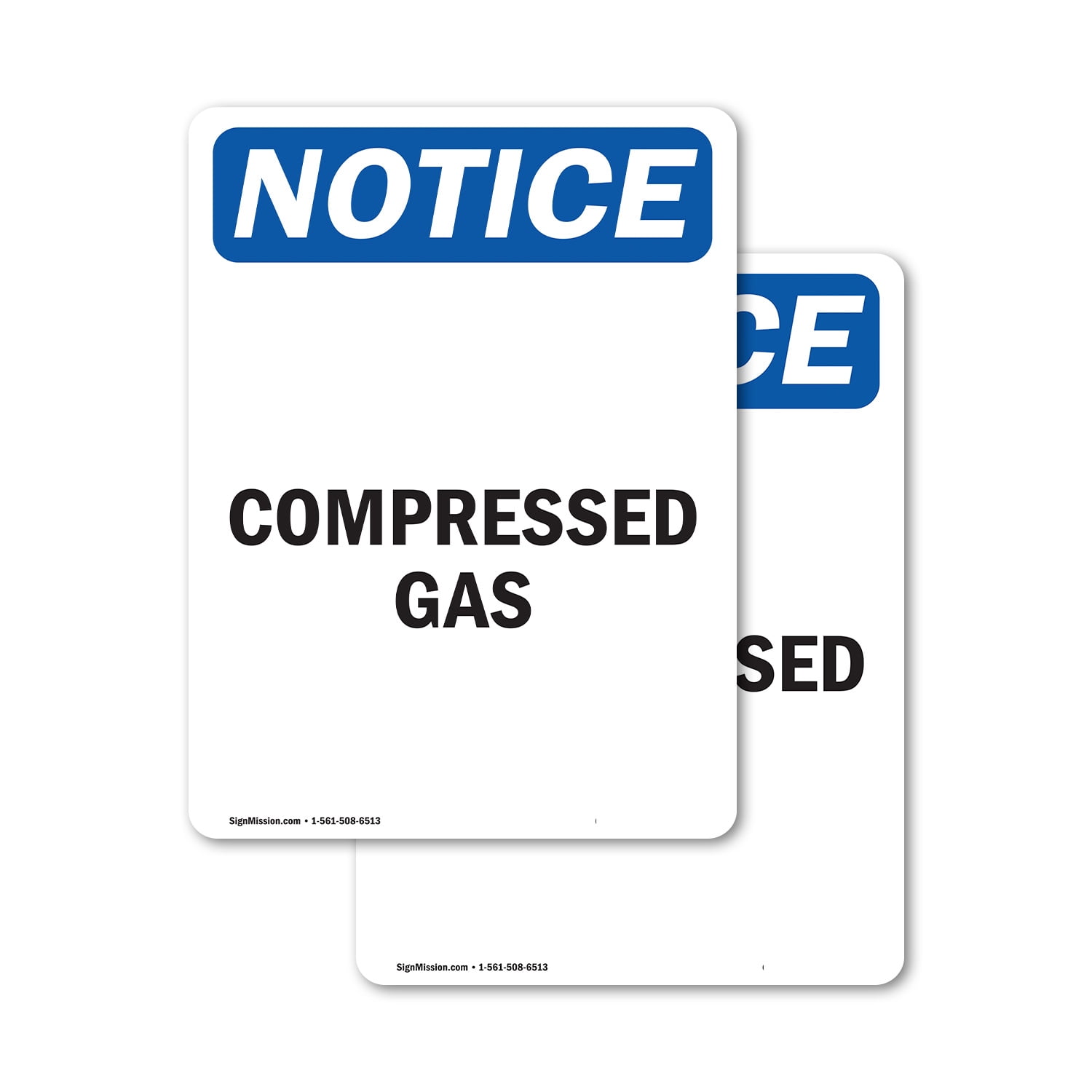 (2 Pack) Compressed Gas OSHA Notice Sign 7 Inch X 10 Inch Vinyl Label ...