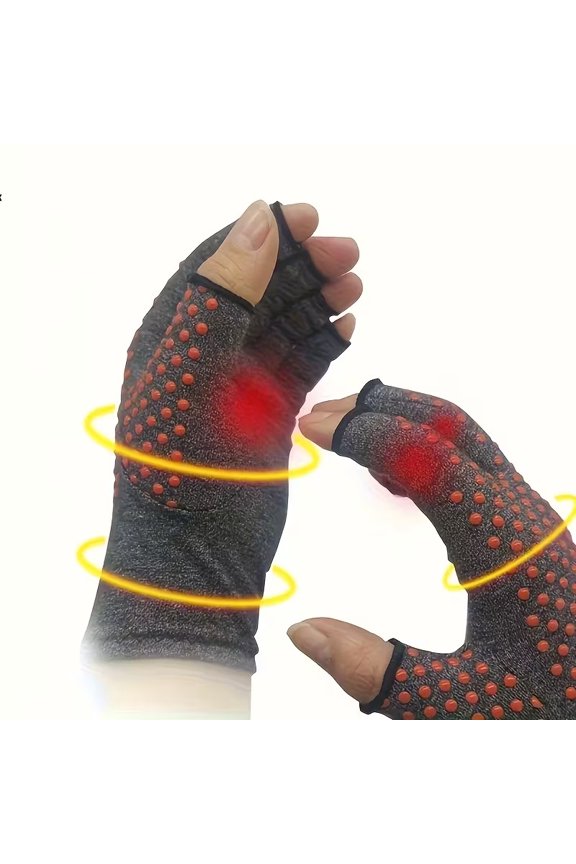 2 Pack Compression Gloves for Stiff Fingers, Wrists & Thumbs - Breathable Open Design for Daily Comfort and Support